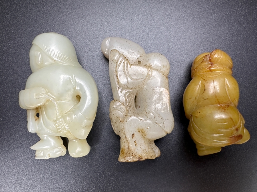 (3) Vintage Chinese Carved Jade Pendants [Photo 8]