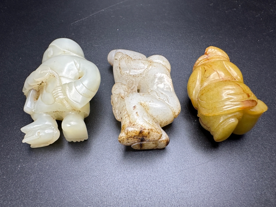 (3) Vintage Chinese Carved Jade Pendants [Photo 9]