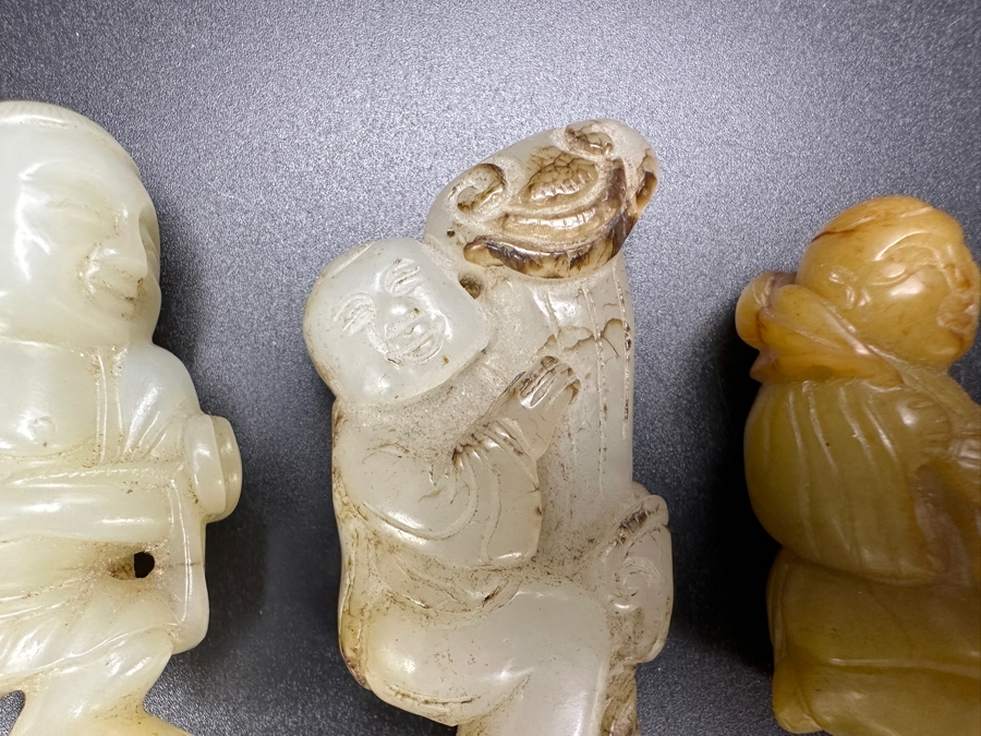 (3) Vintage Chinese Carved Jade Pendants [Photo 5]