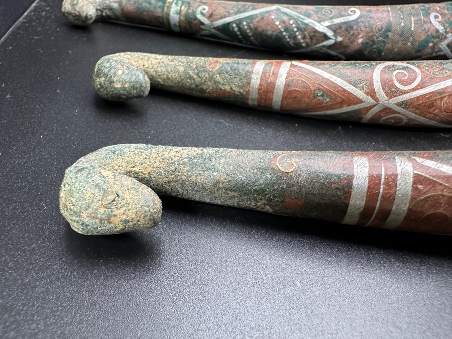 (3) Chinese Inlaid Metal Belt Hooks 6.5L & 8L [Photo 6]