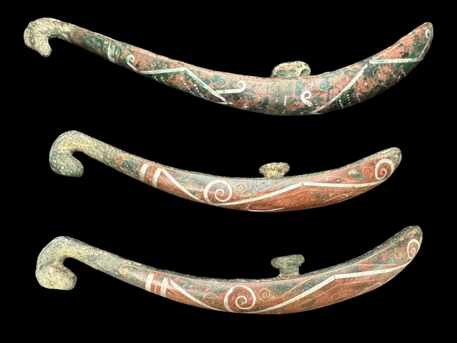 (3) Chinese Inlaid Metal Belt Hooks 6.5L & 8L