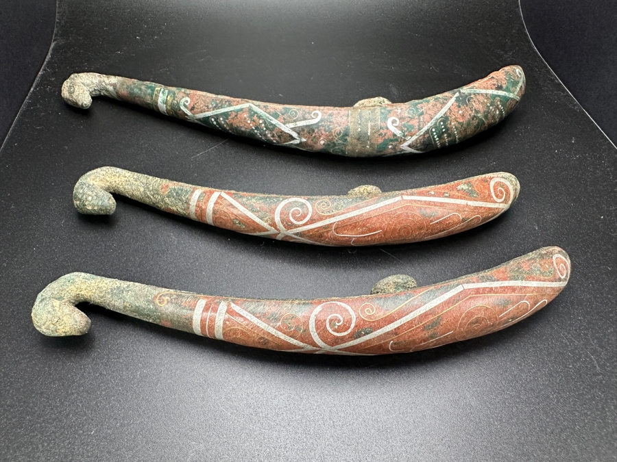 (3) Chinese Inlaid Metal Belt Hooks 6.5L & 8L [Photo 2]