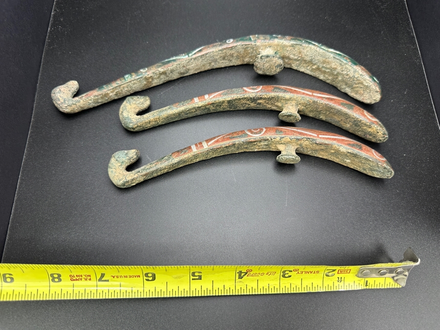 (3) Chinese Inlaid Metal Belt Hooks 6.5L & 8L [Photo 10]