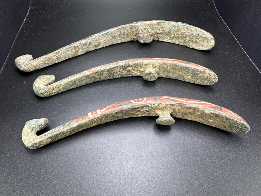 (3) Chinese Inlaid Metal Belt Hooks 6.5L & 8L [Photo 9]