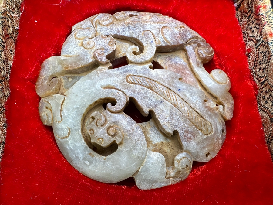 Vintage Chinese Jade Bi Disc 3'W