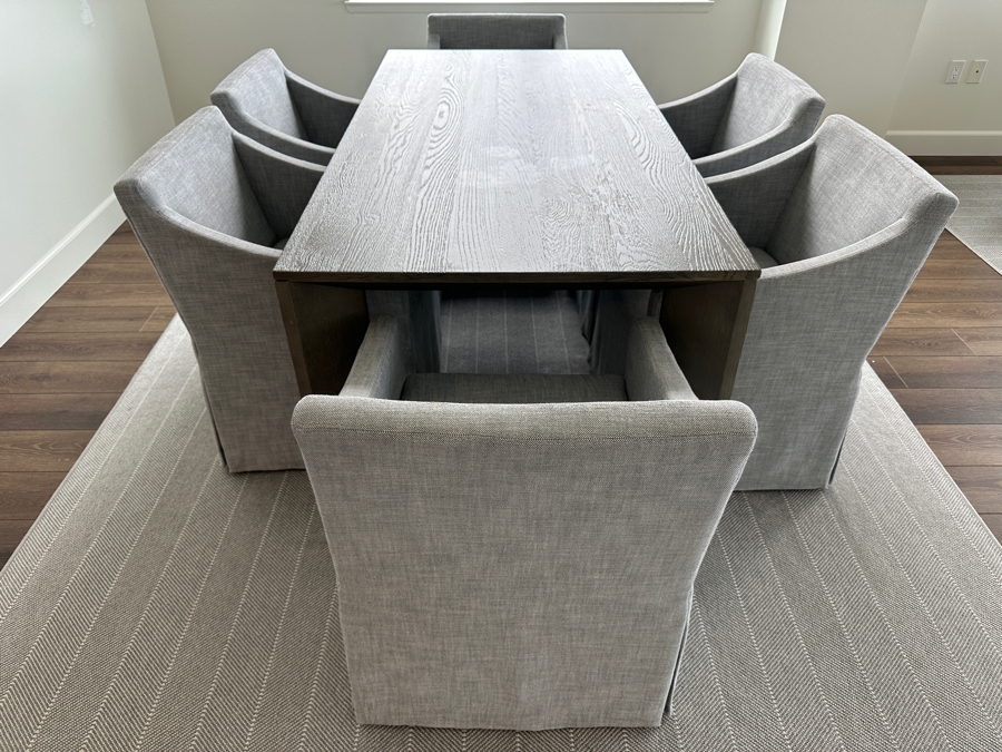 Restoration Hardware Dining Table 36W X 72D X 30H With Six Restoration Hardware Dining Chairs With Casters [Photo 7]