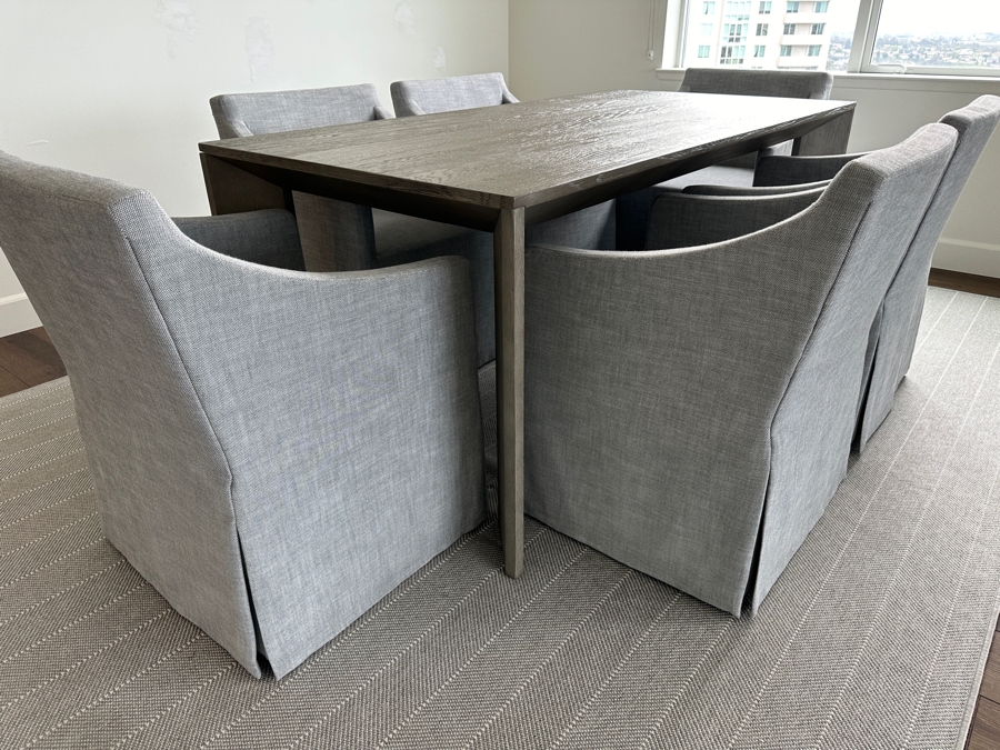 Restoration Hardware Dining Table 36W X 72D X 30H With Six Restoration Hardware Dining Chairs With Casters [Photo 6]