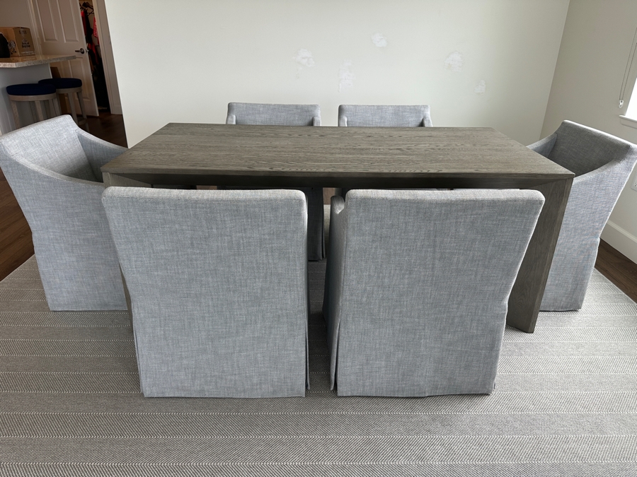 Restoration Hardware Dining Table 36W X 72D X 30H With Six Restoration Hardware Dining Chairs With Casters [Photo 4]