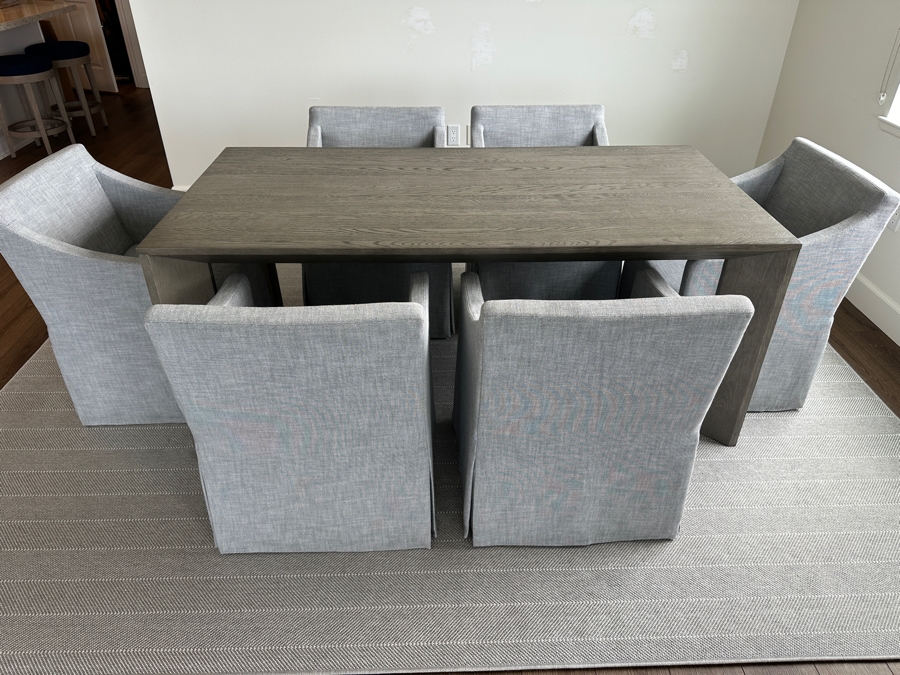 Restoration Hardware Dining Table 36W X 72D X 30H With Six Restoration Hardware Dining Chairs With Casters [Photo 3]