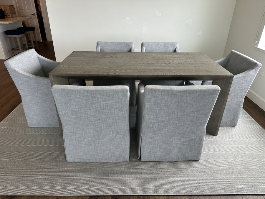 Restoration Hardware Dining Table 36W X 72D X 30H With Six Restoration Hardware Dining Chairs With Casters [Photo 2]