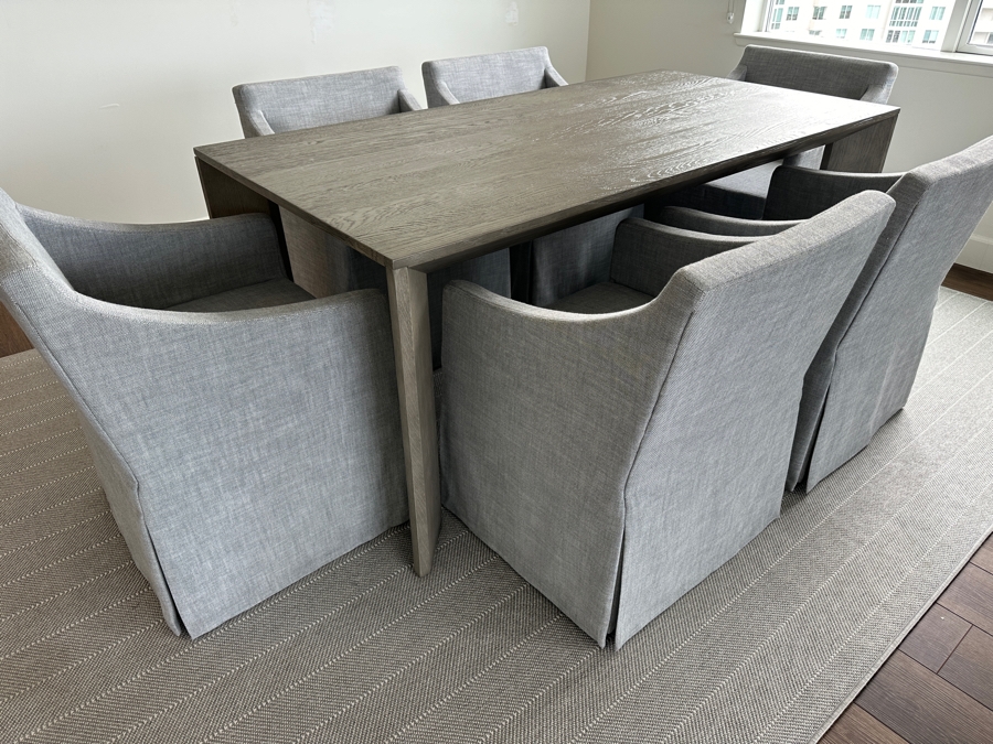 Restoration Hardware Dining Table 36W X 72D X 30H With Six Restoration Hardware Dining Chairs With Casters [Photo 5]