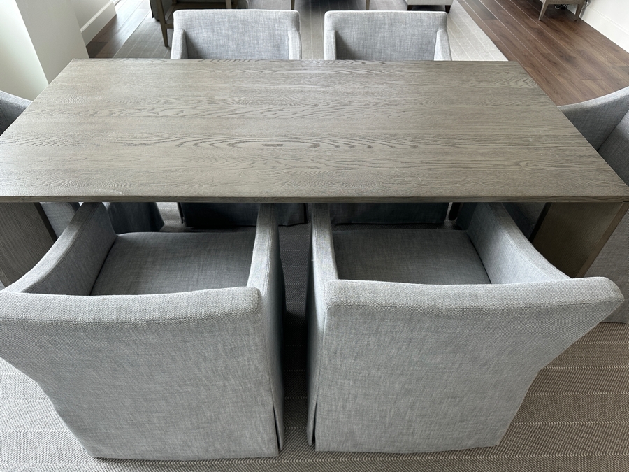 Restoration Hardware Dining Table 36W X 72D X 30H With Six Restoration Hardware Dining Chairs With Casters [Photo 9]