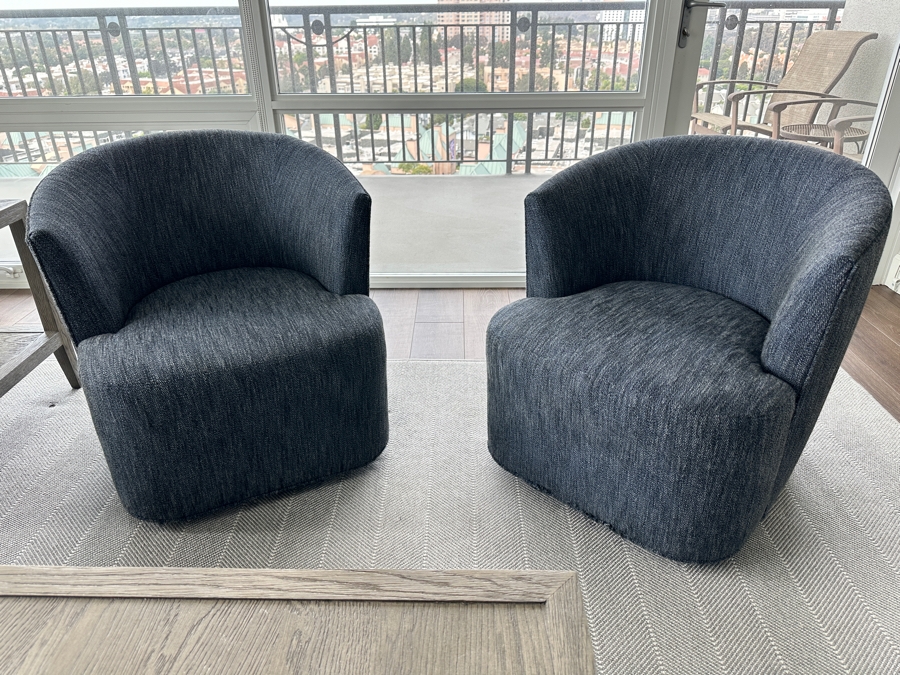 Pair Of Restoration Hardware Swivel Chairs 27W X 29D X 28H [Photo 1]