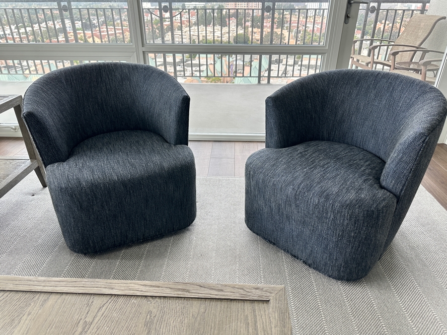 Pair Of Restoration Hardware Swivel Chairs 27W X 29D X 28H [Photo 2]