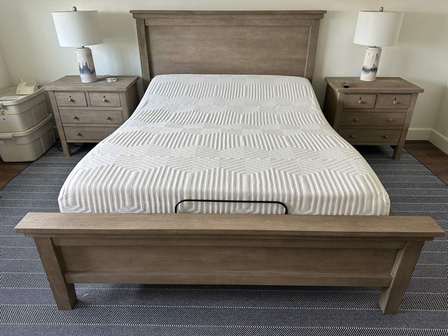 Pottery Barn Queen Bed 68.5W X 87.5L X 50H With Casper Snug Mattress 57 X 77 And Ease Adjustable Bed  [Photo 6]