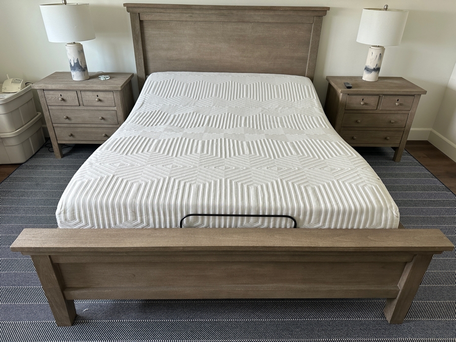 Pottery Barn Bed 68.5W X 87.5L X 50H With Snug Mattress 57 X 77 And Ease Adjustable Bed  [Photo 1]