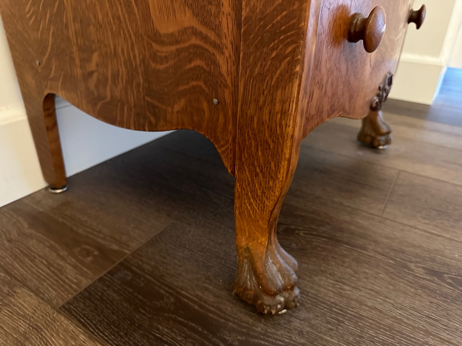 Vintage Tiger Oak 5-Drawer Chest Of Drawers Dresser 21W X 18.5D X 35.5H [Photo 5]