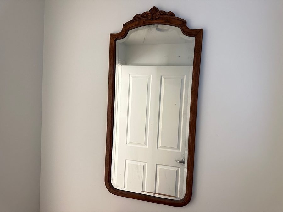 Tiger Oak Beveled Glass Wall Mirror 20W X 42.5H [Photo 1]