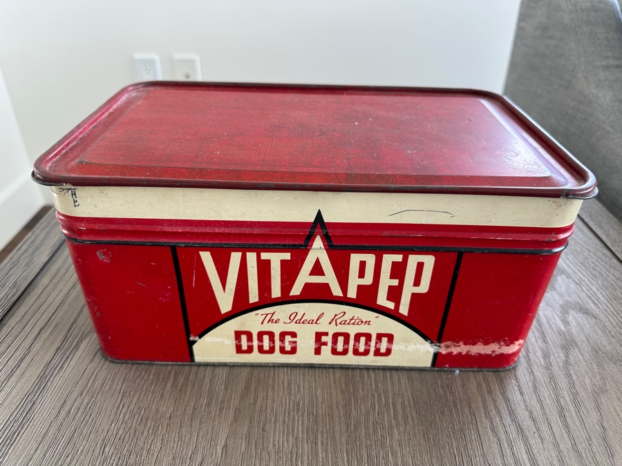 Vintage Vitapep 'The Ideal Ration' Metal Dog Food Advertising Tin Box 12W X 7D X 6H [Photo 3]