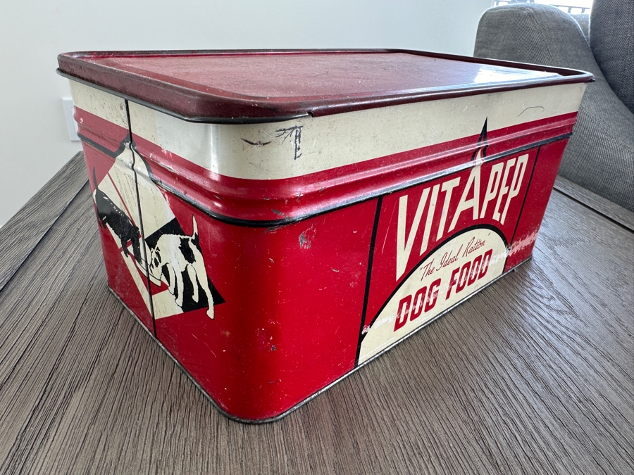 Vintage Vitapep 'The Ideal Ration' Metal Dog Food Advertising Tin Box 12W X 7D X 6H [Photo 1]