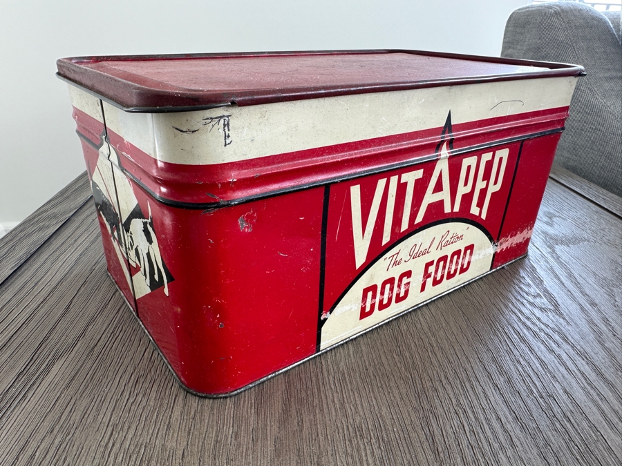 Vintage Vitapep 'The Ideal Ration' Metal Dog Food Advertising Tin Box 12W X 7D X 6H [Photo 2]