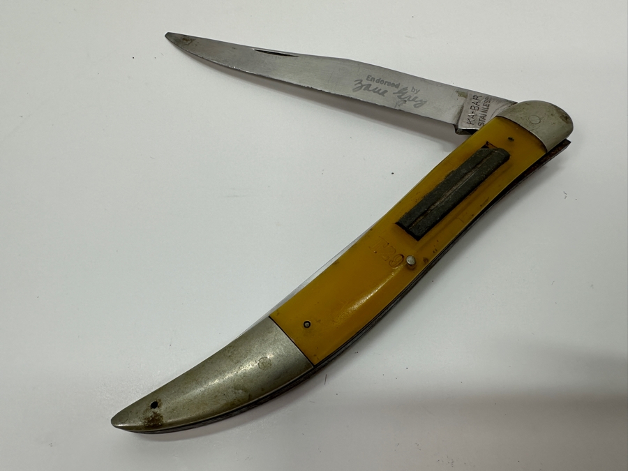 Vintage Ka-Bar Stainless Steel Fishing Pocket Knife Endorsed By Zane Grey 5'L [Photo 2]