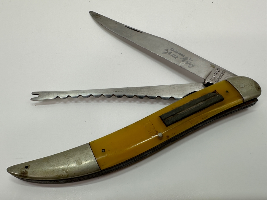 Vintage Ka-Bar Stainless Steel Fishing Pocket Knife Endorsed By Zane Grey 5'L [Photo 6]