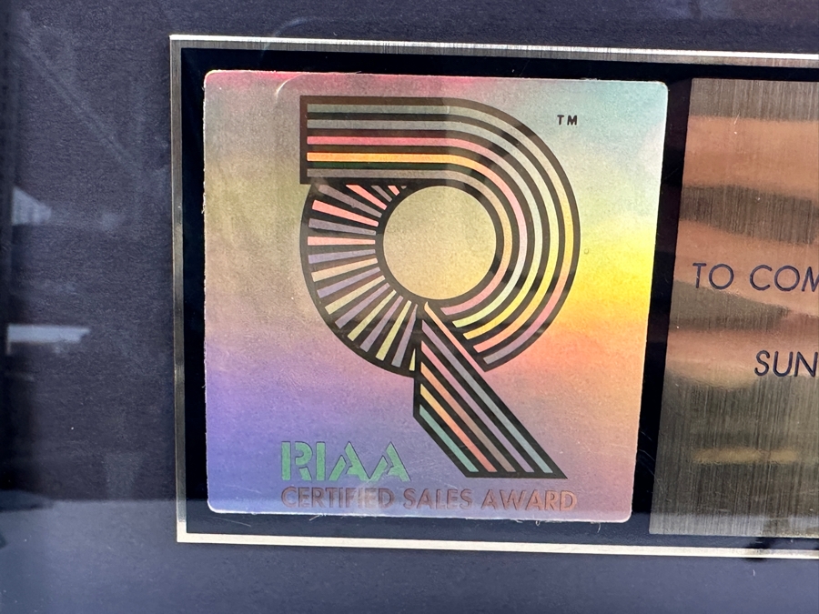 Framed Gold Sales Award Presented To Pop Art Film Factory For Selling Over 500,000 Copies Of Sunshine / Scotti Bros. Records Skee-Lo I Wish Framed 13 X 17 [Photo 8]