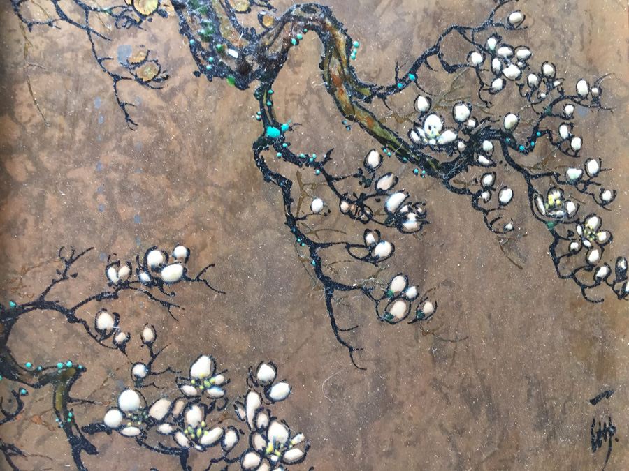 Asian Artwork - Enamel Birds on Copper Plates Signed by Artist [Photo 11]