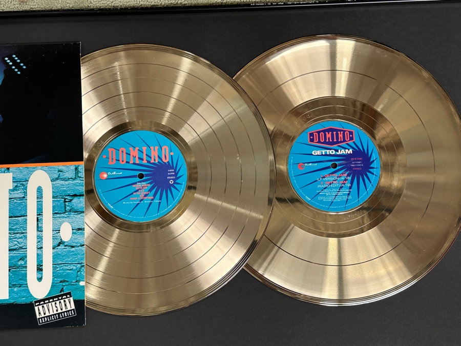 Gold Sales Award Presented To Pop Art Films For Selling Over 500,000 Copies Of Outburst/Ral/Chaos Records Domino Getto Jam Pair Of Gold Albums 32 X 20 [Photo 2]