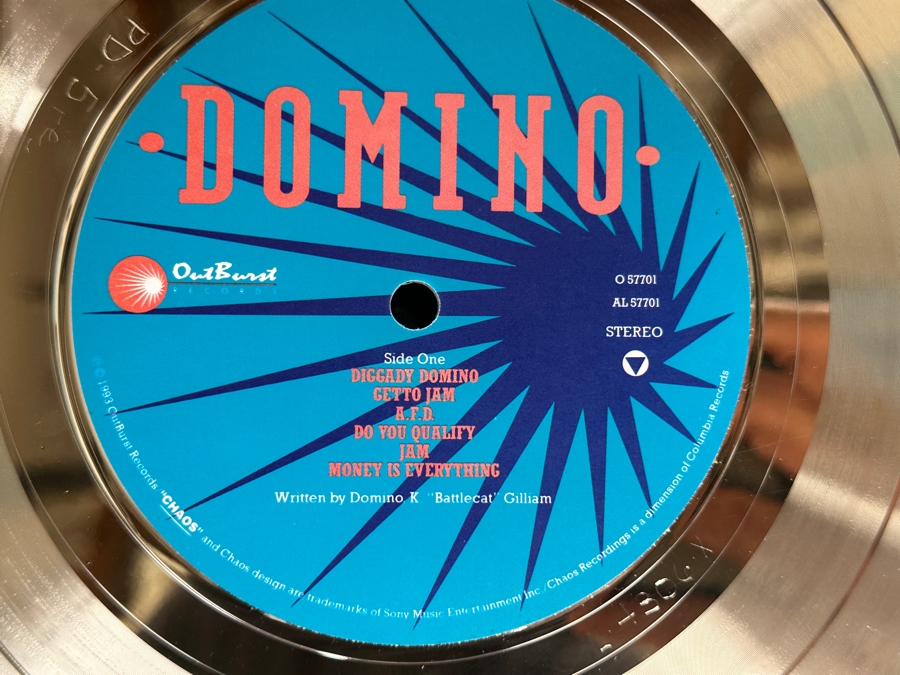 Gold Sales Award Presented To Pop Art Films For Selling Over 500,000 Copies Of Outburst/Ral/Chaos Records Domino Getto Jam Pair Of Gold Albums 32 X 20 [Photo 3]