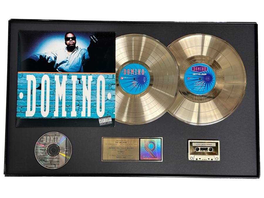 Gold Sales Award Presented To Pop Art Films For Selling Over 500,000 Copies Of Outburst/Ral/Chaos Records Domino Getto Jam Pair Of Gold Albums 32 X 20