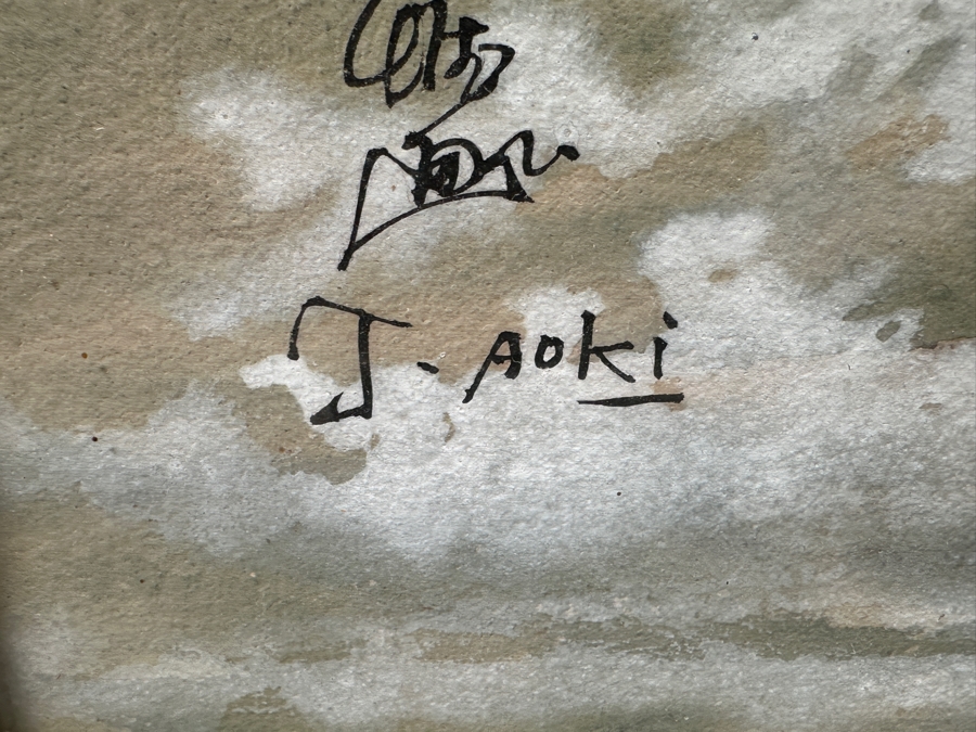 Toshio Aoki (1854-1912, Japan/California) Stunning Original Watercolor And Gouache On Paper Of Swimming Fish At Sea With Hand Carved Wooden Frame 39 X 28 Framed 46 X 35 [Photo 11]