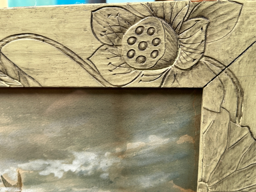 Toshio Aoki (1854-1912, Japan/California) Stunning Original Watercolor And Gouache On Paper Of Swimming Fish At Sea With Hand Carved Wooden Frame 39 X 28 Framed 46 X 35 [Photo 17]