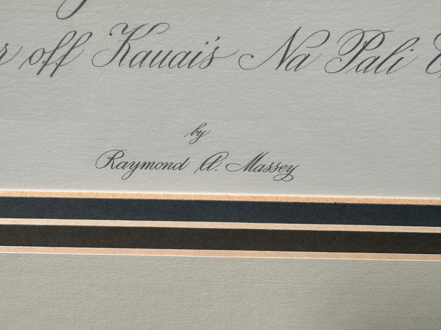 Raymond A. Massey Artist Hand Signed Limited Edition Print Titled 'Discovery And Chatham - Capt. George Vancouver Off Kauai's Na Pali Coast March 8, 1794' Numbered 111 Of 250 29 X 24 Framed 39 X 34 [Photo 8]