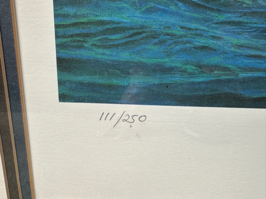 Raymond A. Massey Artist Hand Signed Limited Edition Print Titled 'Discovery And Chatham - Capt. George Vancouver Off Kauai's Na Pali Coast March 8, 1794' Numbered 111 Of 250 29 X 24 Framed 39 X 34 [Photo 9]