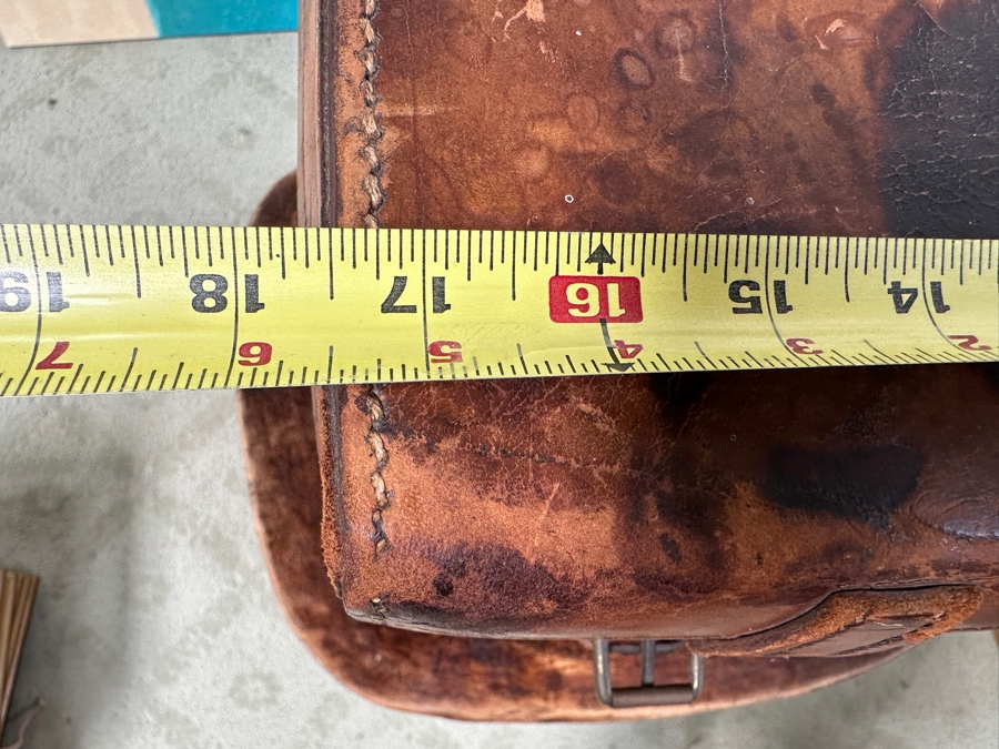 Antique J. C. Sweeney Newcastle On Tyne Leather Hat Box From England With Initials E. H. - Sold To Our Book Collector Client As Originally Owned By Ernest Hemmingway But Have No Provenance To Back Up Ownership 18W X 18D X 19.5H [Photo 18]