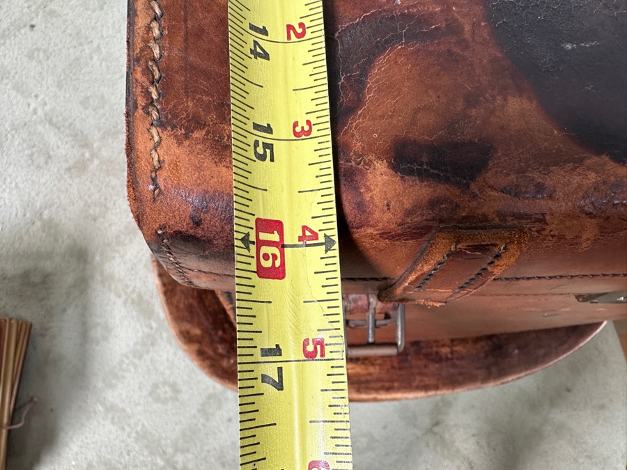 Antique J. C. Sweeney Newcastle On Tyne Leather Hat Box From England With Initials E. H. - Sold To Our Book Collector Client As Originally Owned By Ernest Hemmingway But Have No Provenance To Back Up Ownership 18W X 18D X 19.5H [Photo 19]