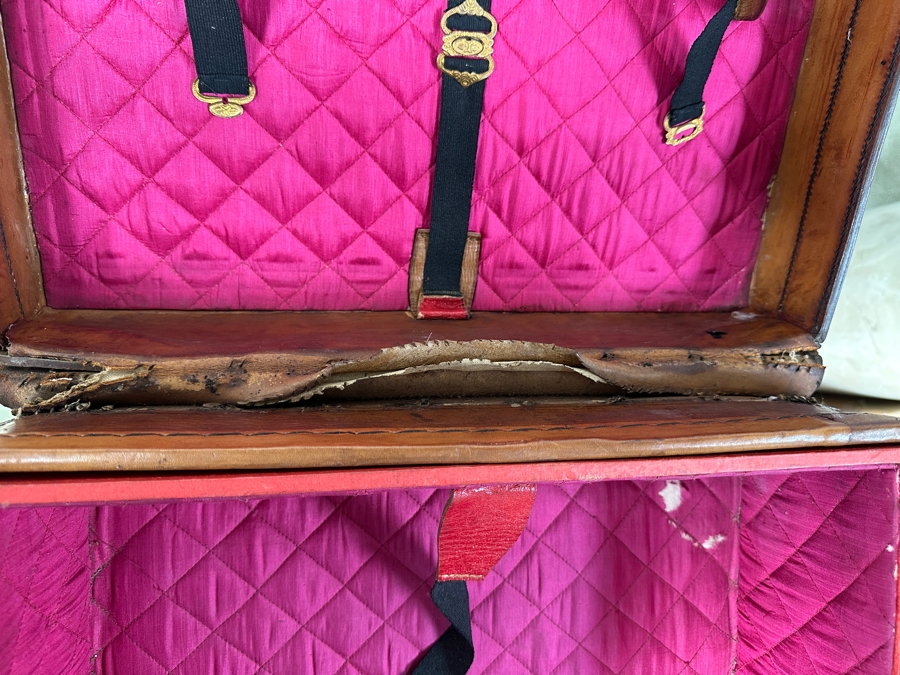 Antique J. C. Sweeney Newcastle On Tyne Leather Hat Box From England With Initials E. H. - Sold To Our Book Collector Client As Originally Owned By Ernest Hemmingway But Have No Provenance To Back Up Ownership 18W X 18D X 19.5H [Photo 13]