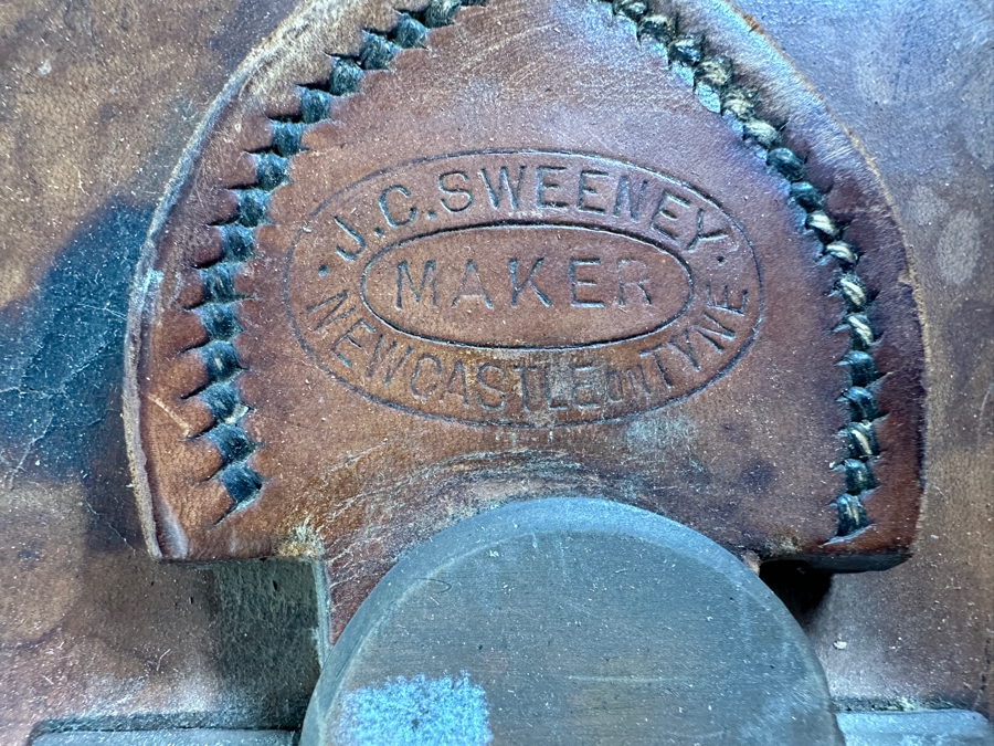 Antique J. C. Sweeney Newcastle On Tyne Leather Hat Box From England With Initials E. H. - Sold To Our Book Collector Client As Originally Owned By Ernest Hemmingway But Have No Provenance To Back Up Ownership 18W X 18D X 19.5H [Photo 7]