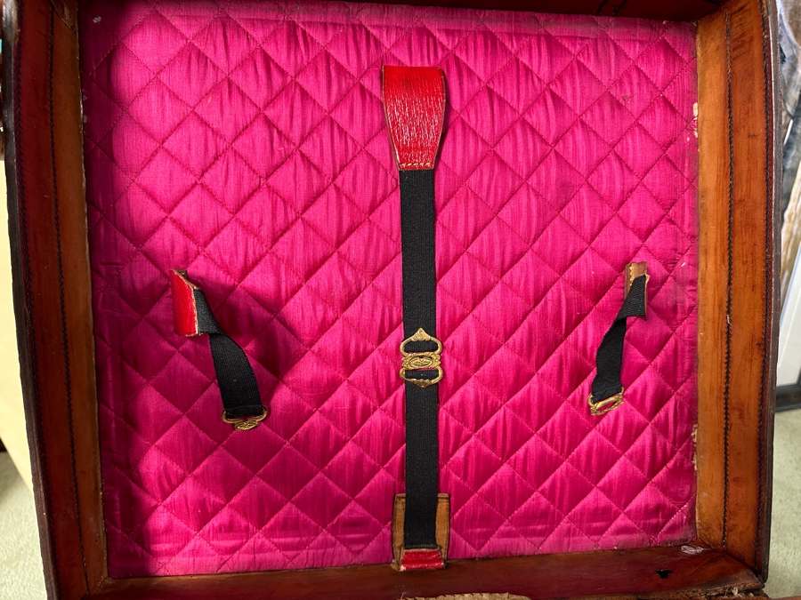 Antique J. C. Sweeney Newcastle On Tyne Leather Hat Box From England With Initials E. H. - Sold To Our Book Collector Client As Originally Owned By Ernest Hemmingway But Have No Provenance To Back Up Ownership 18W X 18D X 19.5H [Photo 12]