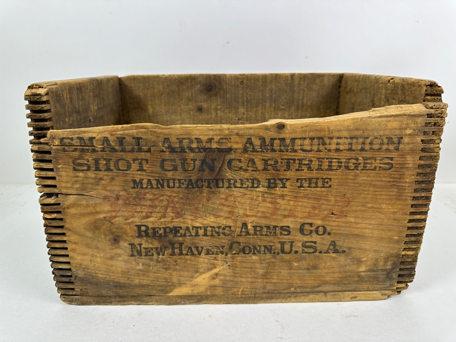 Antique Winchester Repeating Arms Co Small Arms Ammunition Shot Gun Cartridges Wooden Box - See Photos For Damage 15W X 10D X 9H [Photo 7]