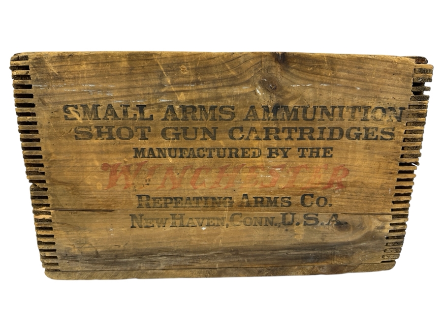 Antique Winchester Repeating Arms Co Small Arms Ammunition Shot Gun Cartridges Wooden Box - See Photos For Damage 15W X 10D X 9H