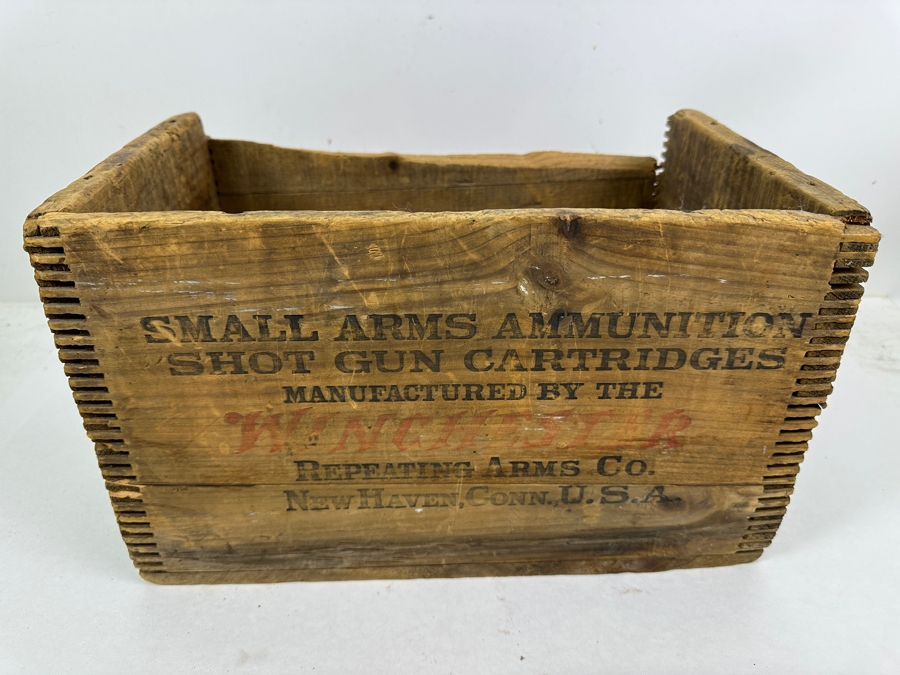Antique Winchester Repeating Arms Co Small Arms Ammunition Shot Gun Cartridges Wooden Box - See Photos For Damage 15W X 10D X 9H [Photo 4]