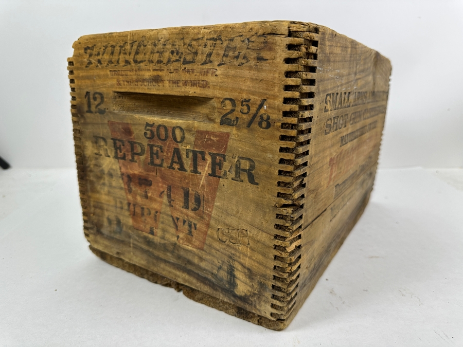 Antique Winchester Repeating Arms Co Small Arms Ammunition Shot Gun Cartridges Wooden Box - See Photos For Damage 15W X 10D X 9H [Photo 5]