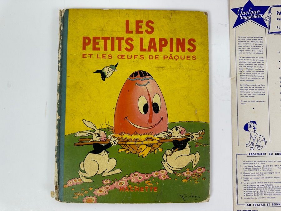 Vintage French Walt Disney Book Les Petits Lapins & French Paper Advertisement For Walt Disney's Les 101 Dalmations [Photo 7]