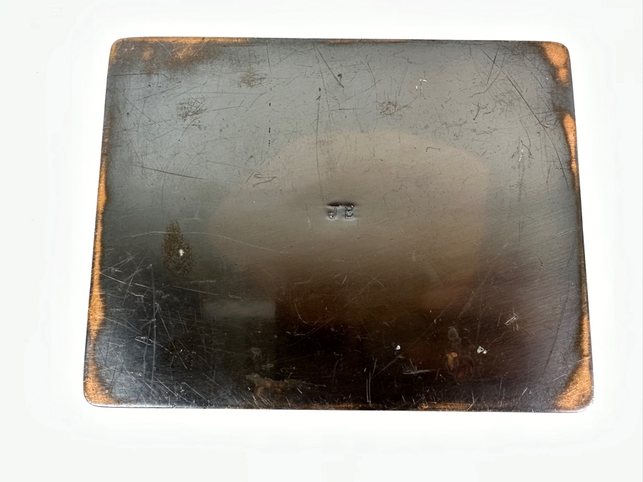 Metal Box With Applied Marlin Signed JB On Bottom And Mid-Century Inlaid Mother Of Pearl Wooden Lacquer Box 7W [Photo 7]