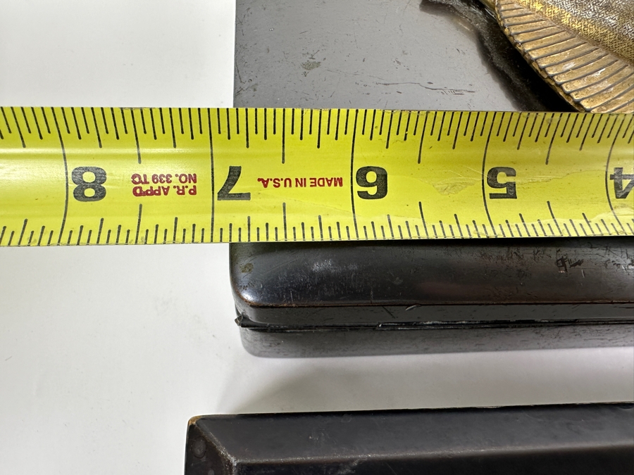 Metal Box With Applied Marlin Signed JB On Bottom And Mid-Century Inlaid Mother Of Pearl Wooden Lacquer Box 7W [Photo 13]