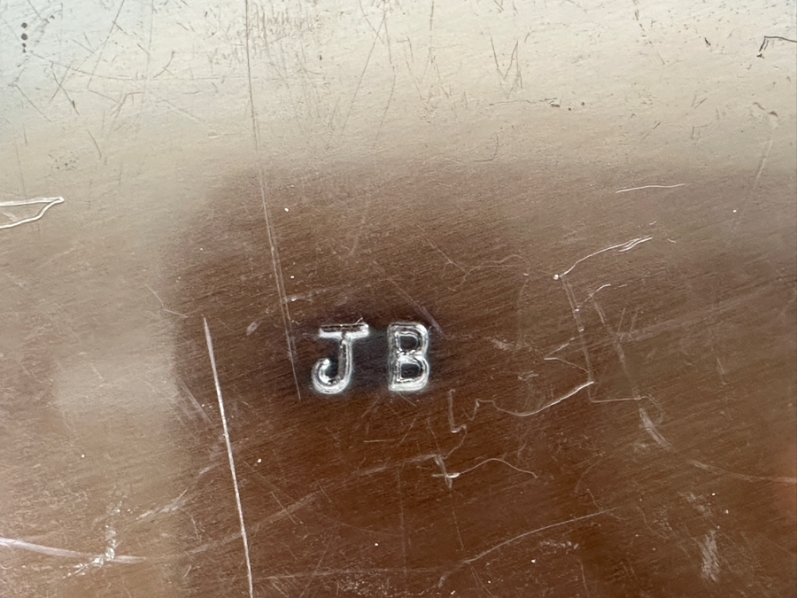 Metal Box With Applied Marlin Signed JB On Bottom And Mid-Century Inlaid Mother Of Pearl Wooden Lacquer Box 7W [Photo 8]