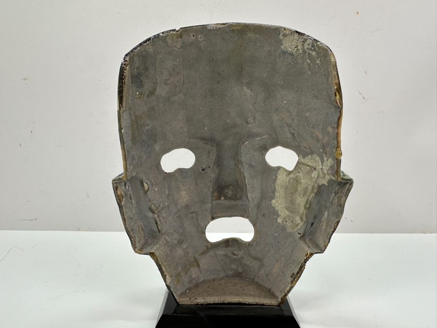 Vintage Abalone Shell Mayan Style Mask Sculpture On Stand 7.5H [Photo 6]